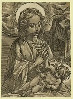 Chiaroscuro Woodcut Style Prints: The Blessed Virgin, Andreani, Andrea, approximately 1560-1623, Vanni, Francesco