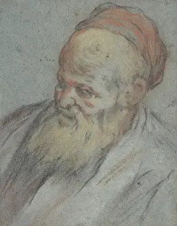 Sixteenth Century Portraits Prints: Bust-Length Study Bearded Man Cap Three-Quarter View