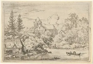 Dutch Engraving Prints: Casks Planks Back River Engraving second state