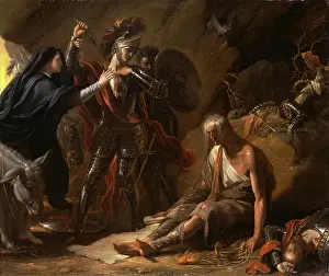 Benjamin West Paintings Prints: The Cave of Despair Signed and dated in black paint, right center: B