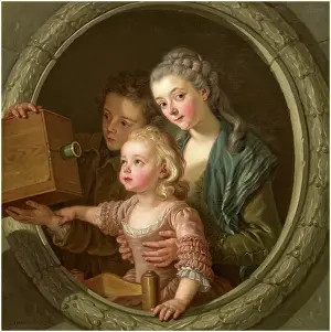 French Baroque Art Gallery Prints: Charles Amedee Philippe Van Loo, The Camera Obscura, French, 1719-1795, 1764, oil