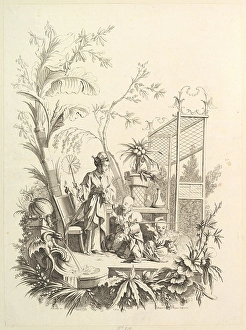 Chinoiserie Figures Landscape 18th century Etching Chinoiserie Figures Landscape 18th century Etching