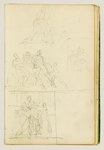 Four compositional studies for a group of figures Four compositional studies for a group of figures