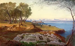 British Oil On Canvas Prints: Corfu from Ascension signed, Edward Lear, 1812-1888, British
