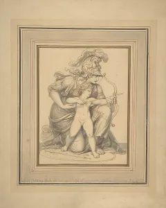 Cupid Minerva 1788 Pen brown ink brush gray wash Cupid Minerva 1788 Pen brown ink brush gray wash