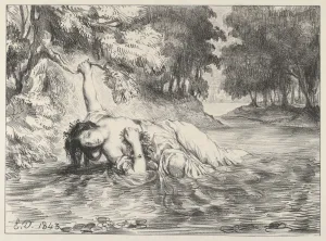 Death Ophelia 1843 Lithograph first state three Death Ophelia 1843 Lithograph first state three