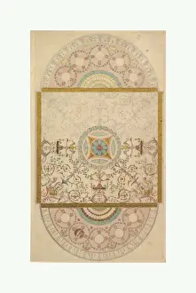 Design Ceiling Square Central Compartment Semicircular Ends