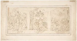 Drawing Ceiling Decoration Consisting Three Panels Drawing Ceiling Decoration Consisting Three Panels