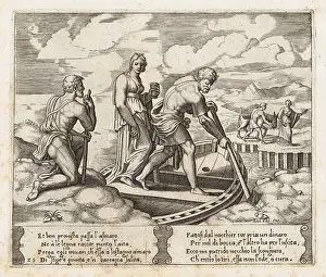 Cupid And Psyche Story Prints: Drawings Prints, Print, Psyche, setting off, Charons boat, ignoring, old man