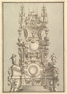 Elevation Catafalque Surmounted Royal Crown Scull Elevation Catafalque Surmounted Royal Crown Scull