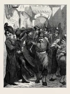 Italian Soldiers and Roman Priests: Print (Engraving)