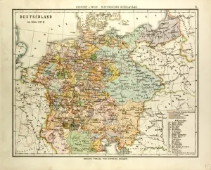 Vintage German Maps Prints: Map of Germany in 1378