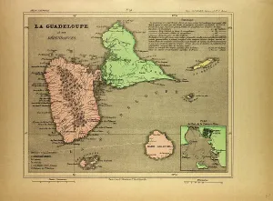 Victorian Era Cartography Prints: Map of Guadeloupe