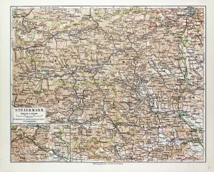 Prints of Map of Steiermark, Austria, 1899 Map Prints: Map of Steiermark, Austria 1899 Print (Engravings)