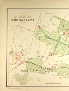 Victorian Era Cartography Prints: Map of Versailles