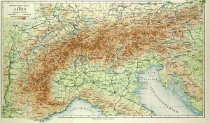 Old Map of the Alps Print (Engravings)