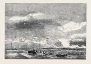 The Sea Breaking over the Cliff at Tynemouth Print