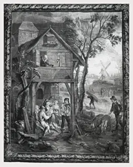 Farmyard Scene Prints: Farmyard scene