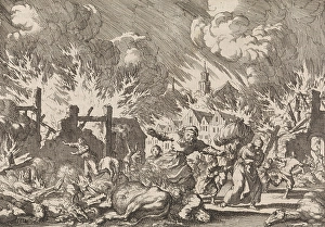 Fire in Trondheim, Norway 1681, Jan Luyken, Pieter van der Aa I, 1698 Fire in Trondheim, Norway 1681, Jan Luyken, Pieter van der Aa I, 1698