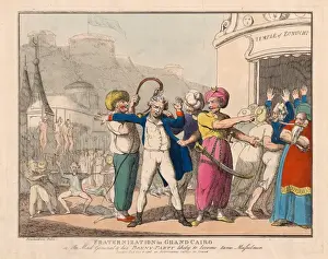 British Satirical Art Prints: Fraternization, Grand Cairo, General, Bonny, Party, Tame Musselmen, Thomas Rowlandson