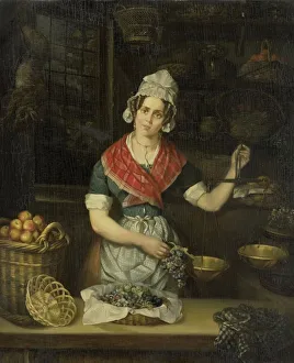 Fruit Seller fruit saleswoman young woman stands Fruit Seller fruit saleswoman young woman stands