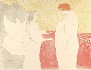 Henri De Toulouse Lautrec Prints: Getting Up 1896 Lithograph printed four colors