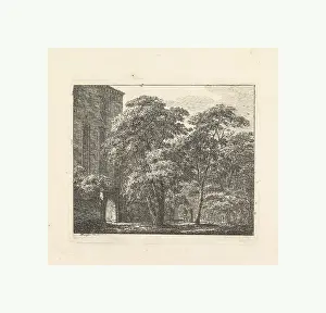 German Landscape Artists Prints: Gothic Architecture Landscape ca 1807 Etching