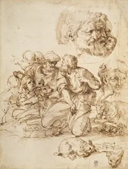 A Group of Shepherds Print, pen and brown ink on paper
