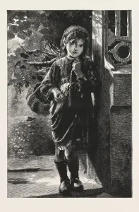 ONLY A HALFPENNY, PLEASE!, From the Picture by M. Perrault, ENGRAVING 1876 ONLY A HALFPENNY, PLEASE!, From the Picture by M. Perrault, ENGRAVING 1876
