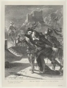 Hamlet Tries Follow Father Ghost 1835 Lithograph Hamlet Tries Follow Father Ghost 1835 Lithograph