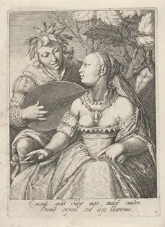 Young Woman Listening Prints: Hearing, Cornelis Boel, Anonymous, 1663 - 1693