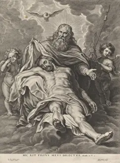 Holy Trinity Art Prints: Holy Trinity and angels with instruments of the Passion, Schelte Adamsz. Bolswert