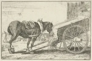 Horse with a cart, Jan van den Hecke (I), 1656 Horse with a cart, Jan van den Hecke (I), 1656