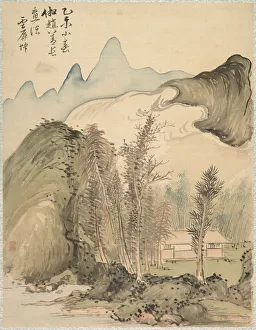 Hut Amidst Trees 1847 Tsubaki Chinzan Japanese Hut Amidst Trees 1847 Tsubaki Chinzan Japanese
