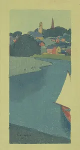 Ipswich Town Harbor Scene ca 1893-95 Color woodcut Ipswich Town Harbor Scene ca 1893-95 Color woodcut