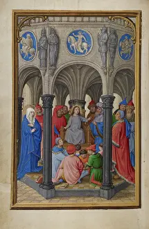Print of Jesus Among the Doctors, tempera on parchment