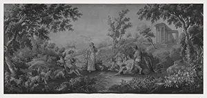 Romantic Era Landscapes Prints: Landscape classical bucolic figures