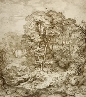 German Landscape Artists Prints: Landscape with Forest Chapel