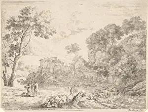 Waterfall Landscape Painting Prints: Landscape with Waterfall, Anonymous, Herman van Swanevelt, Herman van Swanevelt