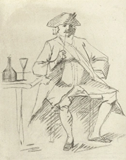 Man with a pipe sitting at a table, Cornelis van Noorde, Cornelis Troost, 1765 Man with a pipe sitting at a table, Cornelis van Noorde, Cornelis Troost, 1765