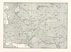 Retro Styled Maps Prints: Map of Central Asia