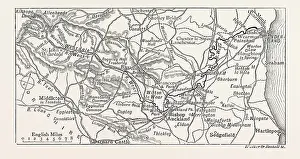 Prints of MAP OF THE COURSE OF THE WEAR, in North East England rises in the Pennines and flows eastwards County Durham Prints: Print of the River Wear's Course in North East England