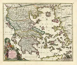 Antique Cartography Collection Prints: Map Hellas seu Graecia universa Frederick de Wit