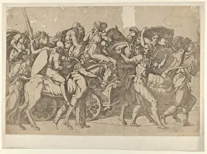 Marching Troops Shields Print 1540-45 Etching