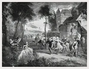 May Day Celebrations Prints: Maypole dance