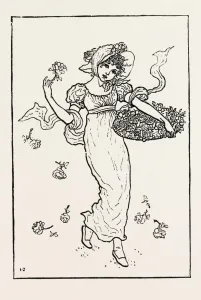 New Year. Kate Greenaways Almanac, ENGRAVING 1882 New Year. Kate Greenaways Almanac, ENGRAVING 1882