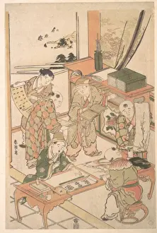 Katsushika Hokusai Masterpiece Prints: ÕöÉÕ¡Éµø©þö╗Õø│ Chinese Boys Learning Write Paint