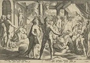 Christian Mythology Prints: Phaethon asks his father if he could ride in his wagon, Hendrick Goltzius, Franco Estius