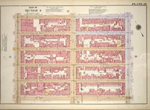 Old American Geography Maps Prints: Plate 29, Part of Section 4: Bounded by W. 47th Street, Ninth Avenue, W. 42nd Street