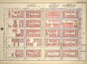Old American Geography Maps Prints: Plate 35, Part of Sections 5&6: Bounded by E. 100th Street, Third Avenue, E. 95th Street
